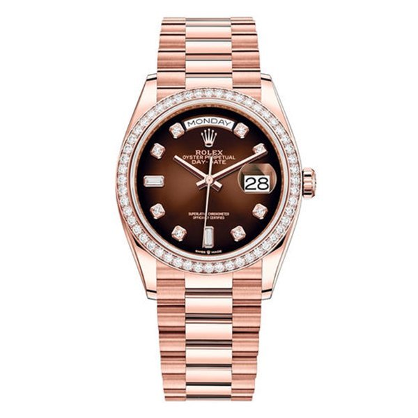 Rolex Day Date Ladies Brown ombre set with diamonds 128345RBR