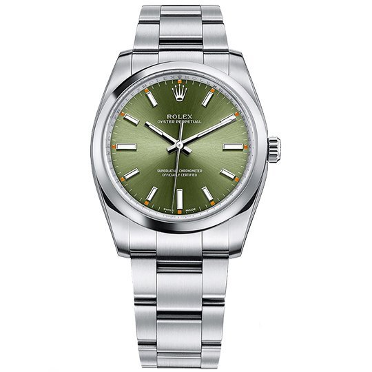 Rolex Oyster Perpetual 34mm Olive Green Dial 2016 114200