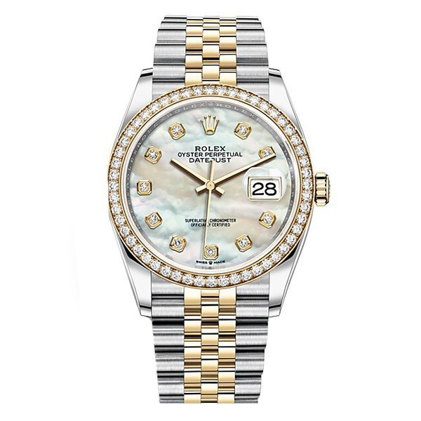 Rolex Datejust 36 White mother-of-pearl set with diamonds 126283RBR