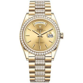 Rolex  Day-Date 36 Yellow gold Bezel set with diamond President Bracelet  128348rbr-0027