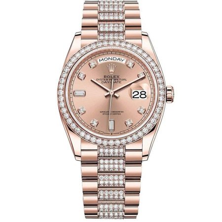 Rolex  Day-Date 36 Everose gold Bezel set with diamond President Bracelet  128345rbr-0020