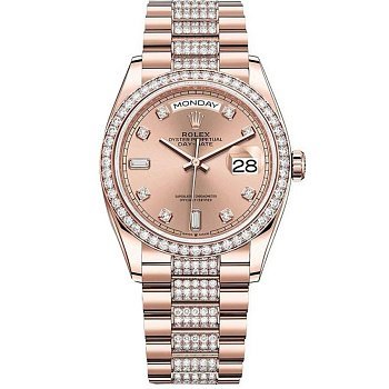 Rolex  Day-Date 36 Everose gold Bezel set with diamond President Bracelet  128345rbr-0020