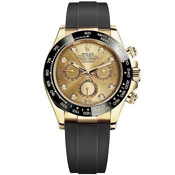 Rolex Cosmograph Daytona Yellow Gold Black Cerachrom 116518LN Champagne-colour set with diamonds