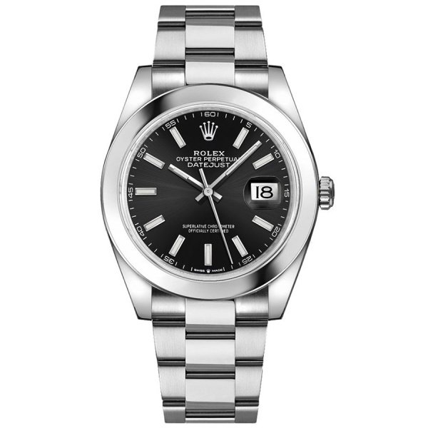 Rolex  Datejust 41 Steel Smooth Bezel Oyster  126300 Black