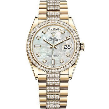 Rolex  Day-Date 36 Yellow gold Bezel set with diamond Diamond-set President 
Bracelet  128348RBR-0019